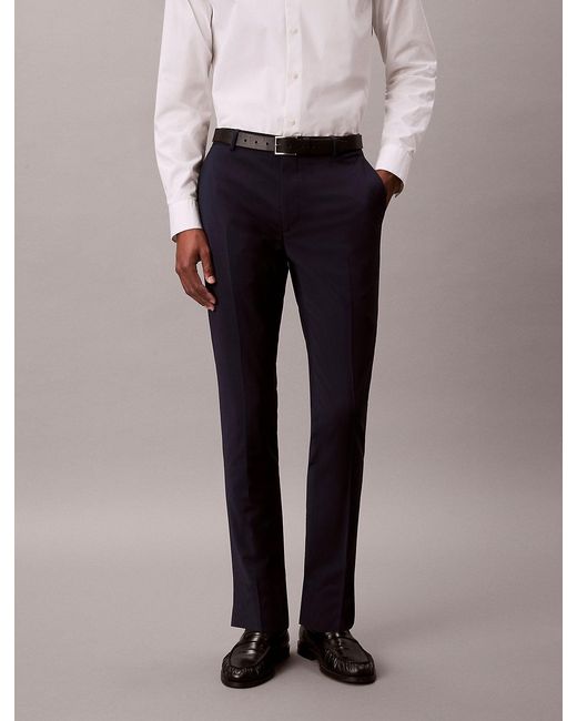 Calvin Klein Blue Slim Tropical Wool Trousers for men