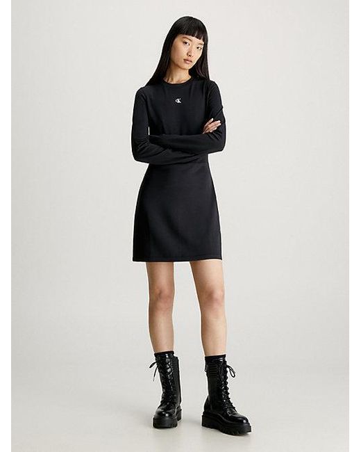 Vestido de manga larga de punto milano Calvin Klein de color Black