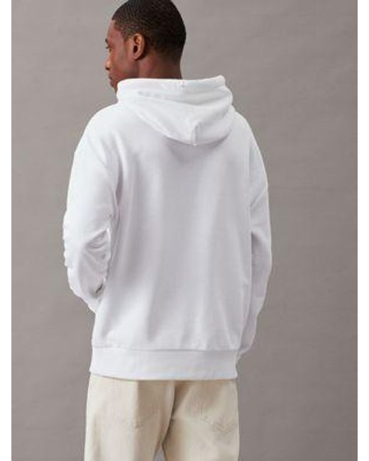 Calvin Klein Hoodie Van Badstofkatoen Met Logo in het White voor heren