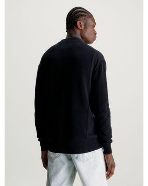 Jersey de algodón con monograma Calvin Klein de hombre de color Black