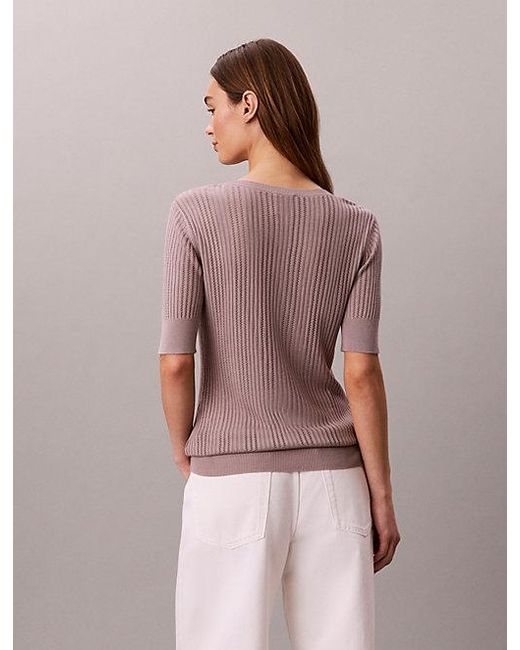 Calvin Klein Multicolor Fine Gauge Viscose Pointelle Top