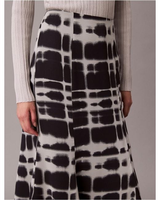 Calvin Klein Multicolor Printed Flared Midi Skirt