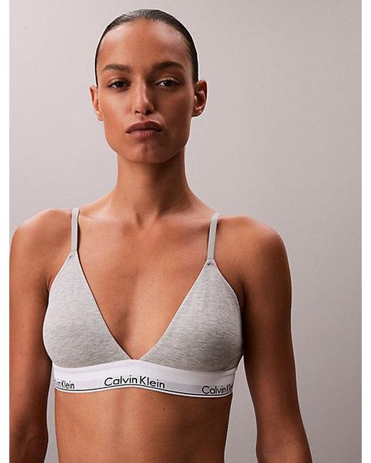 Calvin Klein White Lightly Lined Triangle Bralette Icon Cotton Modal
