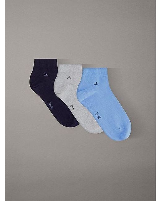 Calvin Klein Blue 3 Pack Soft Cotton Stretch Ankle Socks for men
