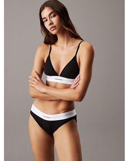 Sujetador de triángulo - Cotton Modal Rib Calvin Klein de color Black