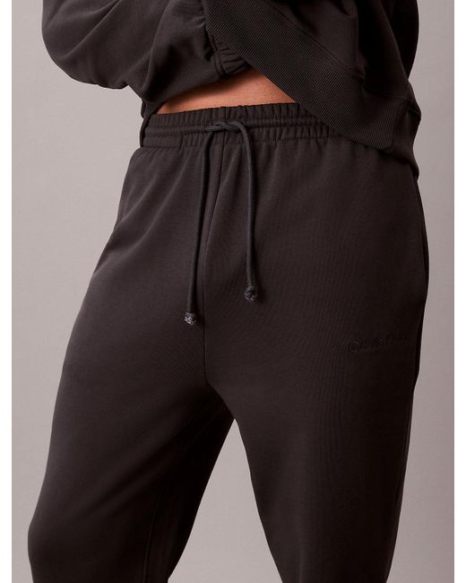 Calvin Klein Brown Cotton Terry Blend Lounge Joggers for men
