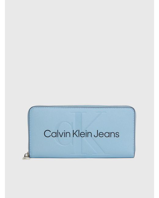 Calvin Klein Blue Rfid Zip Around Wallet