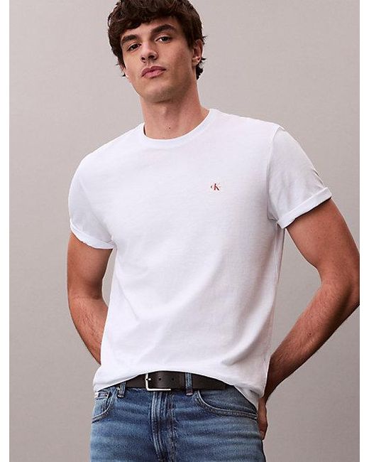 Calvin Klein White 2 Pack Cotton Badge T-Shirts for men
