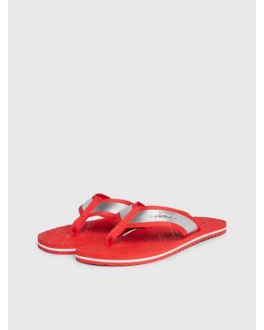 Calvin Klein Metallic Flip-Flops in Red für Herren