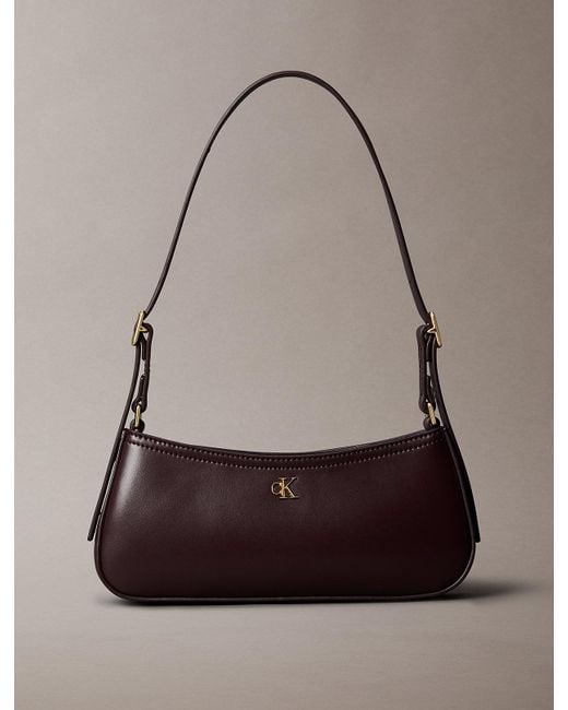 Borsa Da Spalla Con Elementi Metallici Con Logo Monogramma di Calvin Klein in Brown