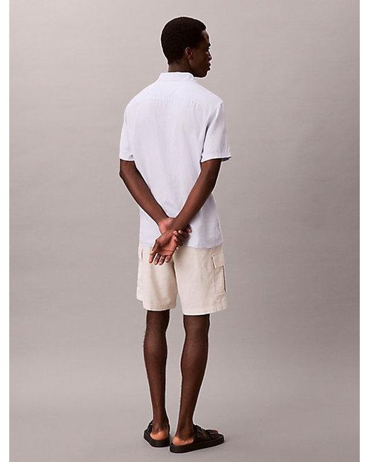Calvin Klein Multicolor Jeans Linen Cotton Cargo Shorts for men
