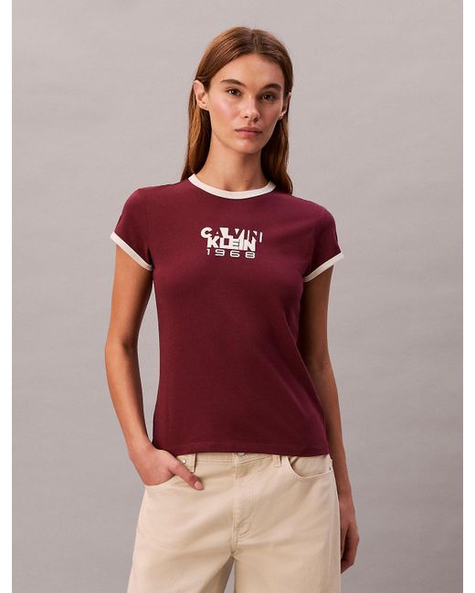 Calvin Klein Red 1968 Logo Graphic Baby Tee