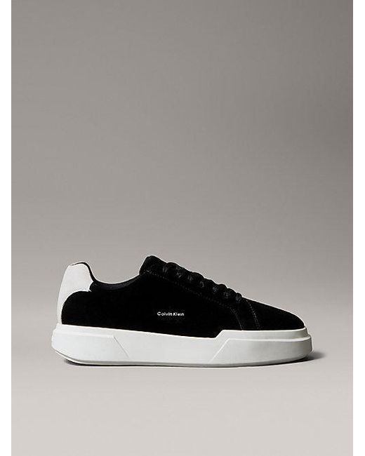 Calvin Klein Gray Jeans Suede Durable Traction Chunky Trainers for men