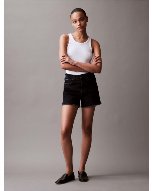 Calvin Klein Multicolor High Rise Midi Denim Shorts