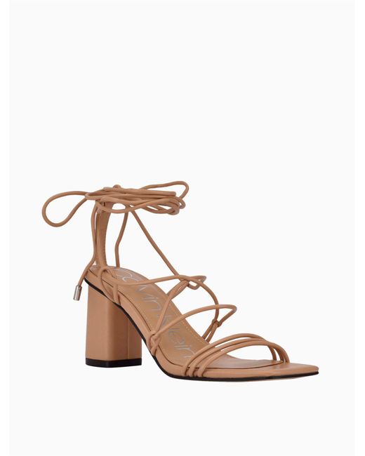 Calvin Klein Calista High Heel Strappy Sandal in Natural | Lyst Canada
