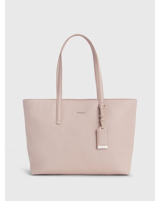Calvin Klein Pink Faux Leather Tote Bag