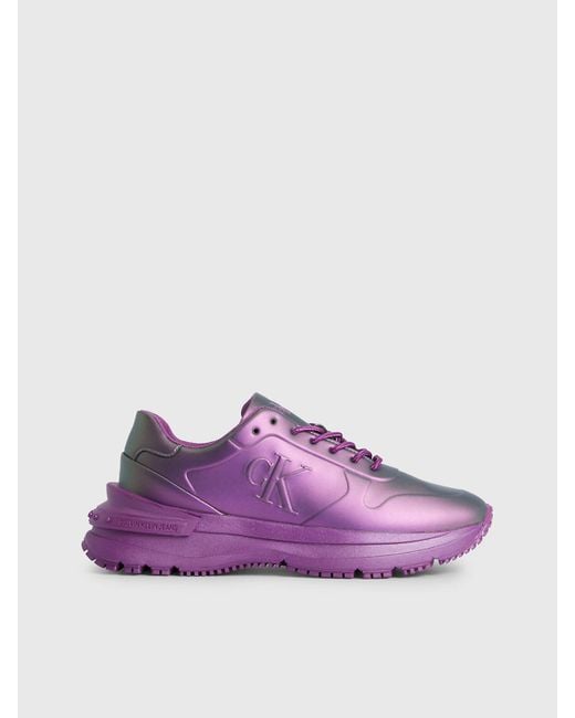 Calvin Klein Purple Leather Chunky Trainers