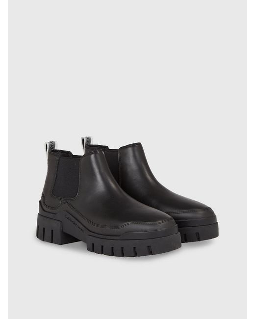 Calvin Klein Black Leather Chelsea Boots