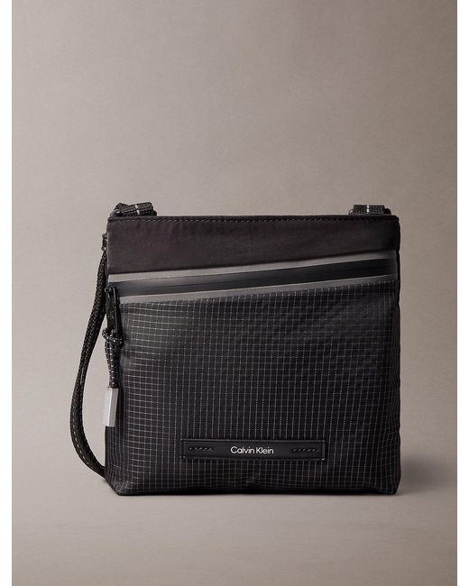 Calvin Klein Black Striped Utility Zip Flat Pack for men