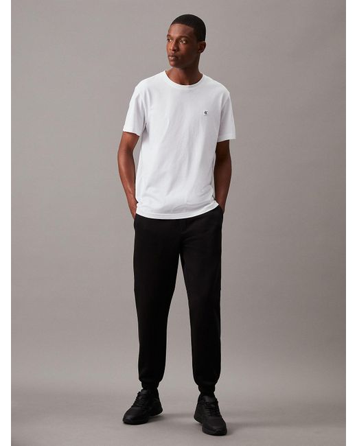 Calvin Klein Black Logo Fleece Tape Joggers for men