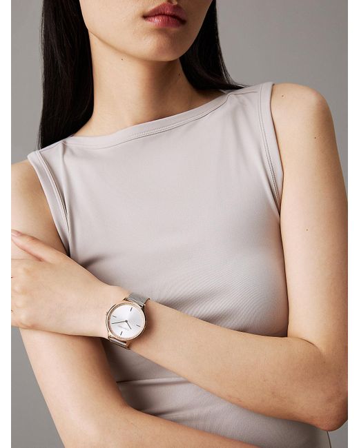 Calvin Klein White Crystal Bezel Bracelet Watch