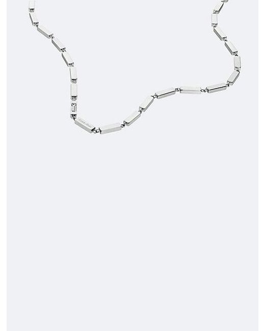 Calvin Klein White Jeans Essential Links Bar Chain Necklace for men