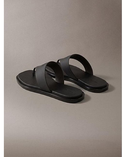 Calvin Klein Brown Finni Jelly Flat Thong Sandals