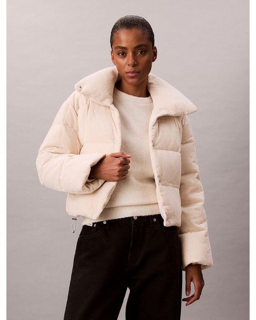 Calvin Klein Natural Corduroy Down Puffer Jacket