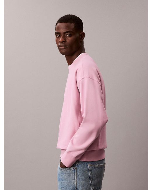 Calvin Klein Pink Relaxed Monogram Sweatshirt for men