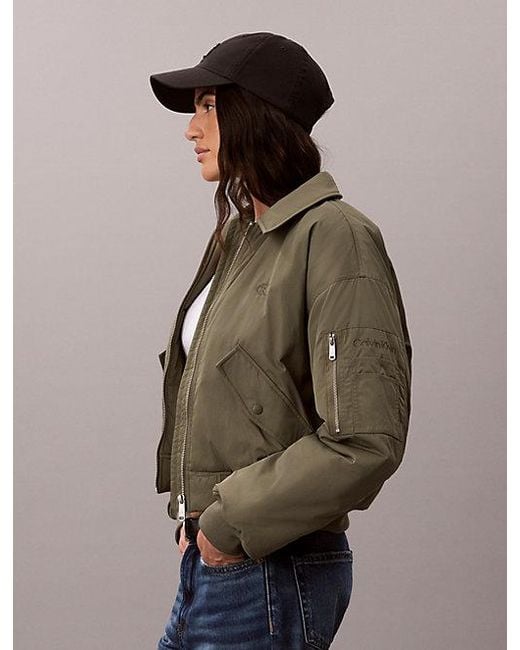 Calvin Klein Blue Jeans Lightly Padded Short Bomber Jacket