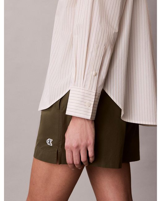 Calvin Klein Pink Relaxed Cotton Poplin Stripe Shirt