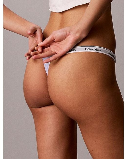 Calvin Klein Gray Dipped String Thong Icon Logo