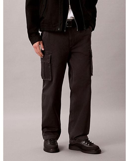 Calvin Klein Multicolor Jeans Relaxed Cotton Twill Cargo Trousers for men