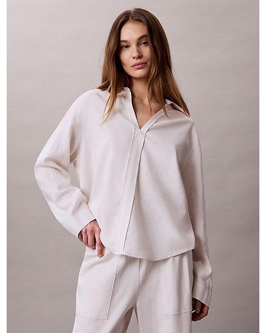 Calvin Klein Multicolor Linen Blend Tunic Shirt