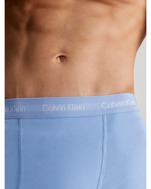 Calvin Klein Blue 5 Pack Trunks - Cotton Stretch for men