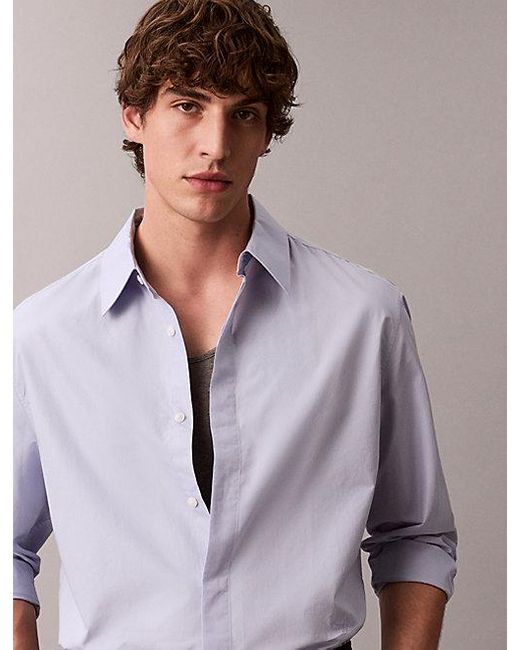 Calvin Klein Gray Relaxed Solid Button Up Shirt for men