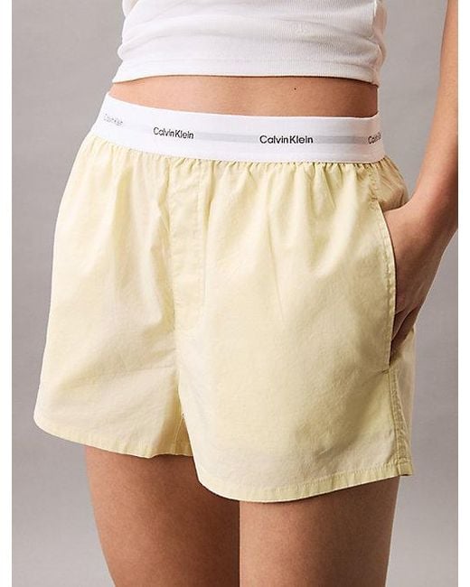 Calvin Klein Natural Pyjama-Shorts Aus Baumwoll-Popeline