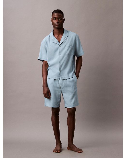 Haut De Pyjama En Lin Mélangé Calvin Klein pour homme en coloris Blue
