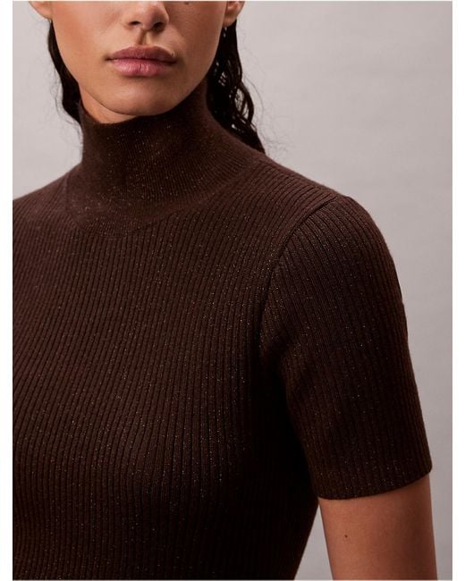 calvin klein brown sweater dress Knitted Dress Calvin Klein Roll Neck Sweater Dress Cotton Knit Roll Neck Dress Calvin Klein LV047D308GYYZ