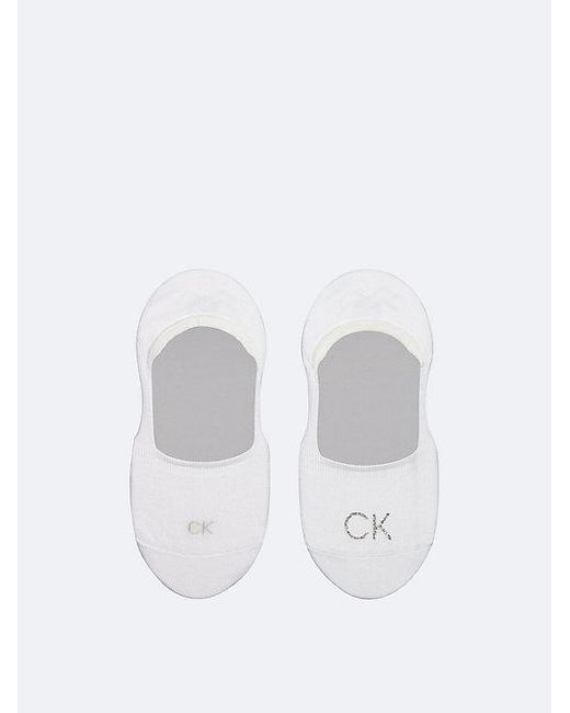 Calvin Klein White 2Er-Pack No-Show-Socken Aus Weicher, Glänzender Baumwolle