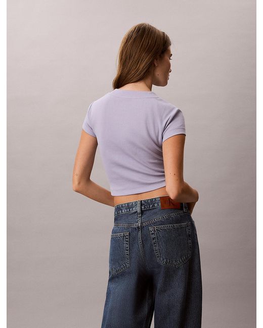 Calvin Klein Purple Slim Cropped Logo T-Shirt
