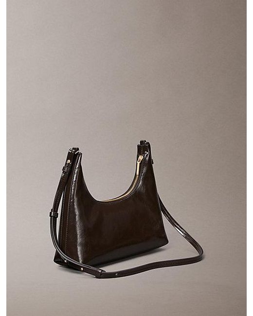 Calvin Klein Gray Glossy Logo Convertible Shoulder Bag
