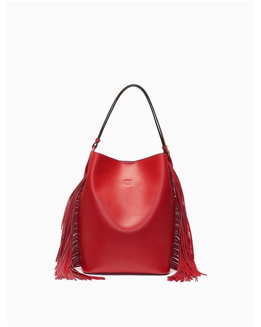 Calvin Klein Red Fringe Gemmy Bucket