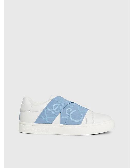 Calvin Klein Leren Slip-on Sneakers in het White