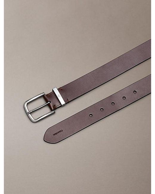 Calvin Klein Brown Tumbled Nappa Leather Belt for men