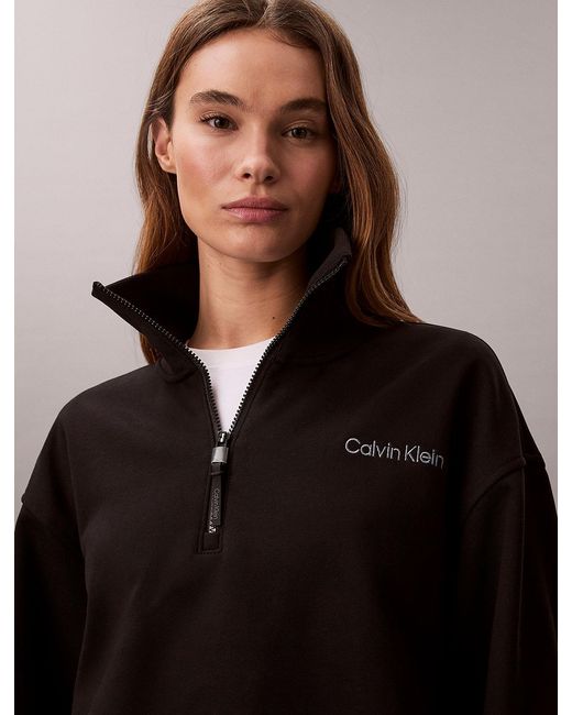 Calvin Klein Black French Terry 1/4 Zip Sweatshirt