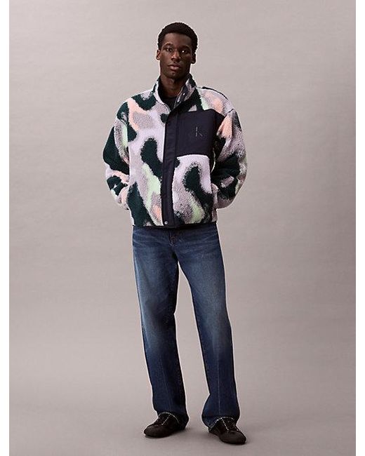 Calvin Klein Blue Jeans Relaxed Sherpa Fleece Jacket for men