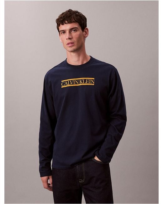 Calvin Klein Blue Calvin Klein Line Logo Graphic Relaxed T-Shirt for men
