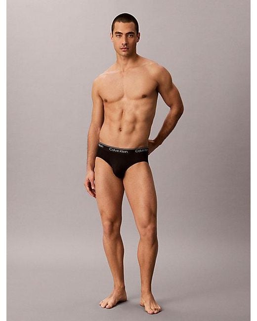 Calvin Klein Black 3 Pack Hip Briefs Microfibre Stretch for men