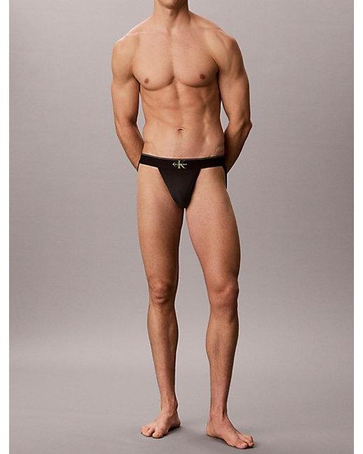 Calvin Klein Black 3 Pack Jock Straps Graphic Monogram Cotton for men